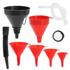 6 Pcs Plastic Funnel Set - Wide Mouth Oil Funnel with Flexible Hose for Cars, Motorcycles, Engine, Gas, Fuel, Diesel, Water, Fluid, Coolant, Liquid Filling - Home Improvement. Automotive Repair Kit Automotive Maintenance Tools