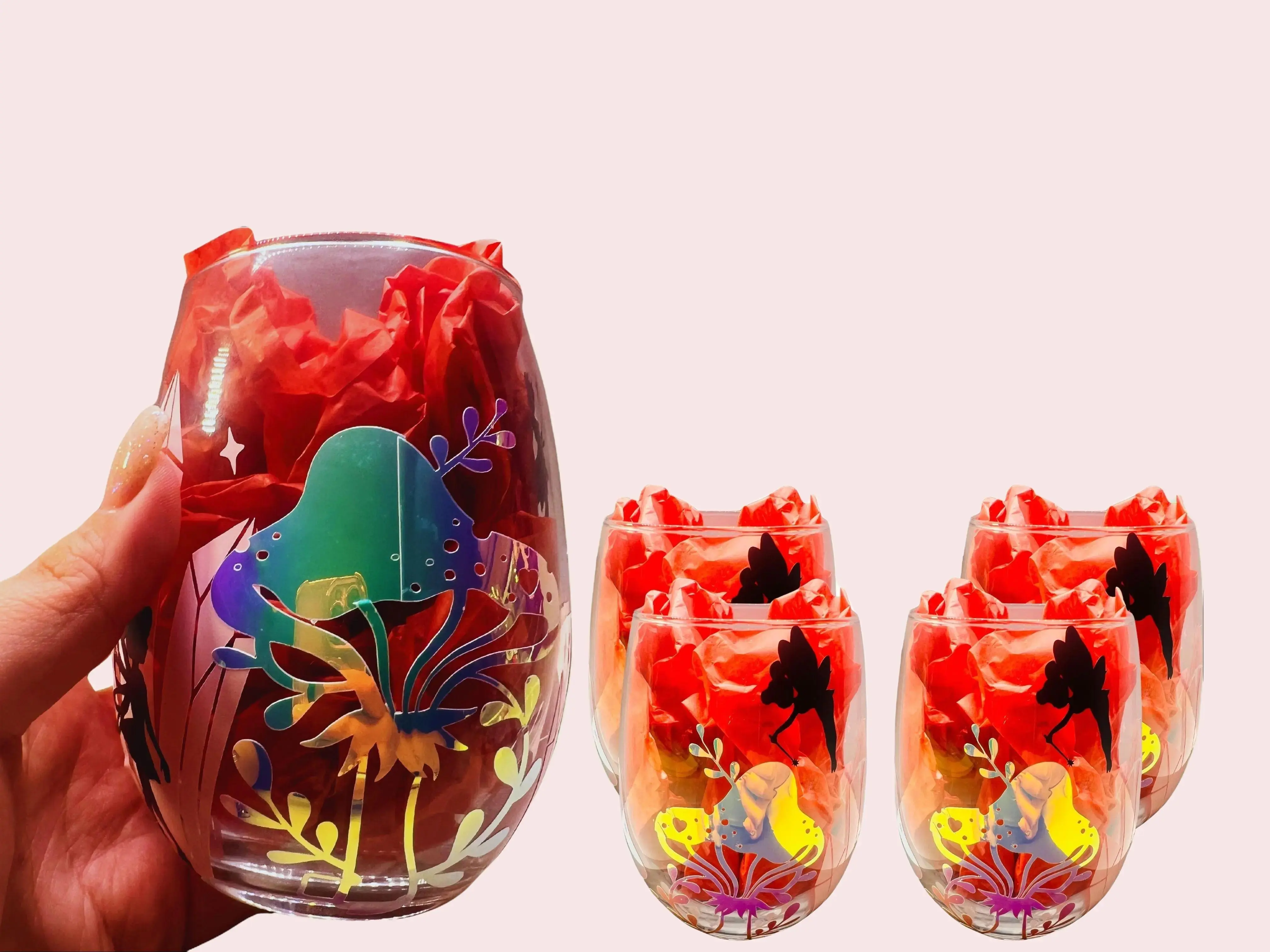glass cup , fairy theme