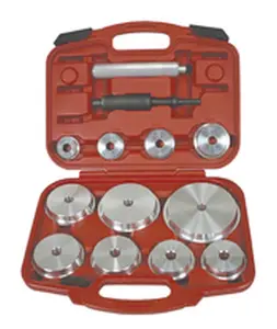 Lisle 12800 Pneumatic Master Bearing Race and Seal Driver Set, 11-Piece Metal Drivers Multi-Size Kit with Tapered Sides, Reversible Ends, 2-Handled Pneumatic Handle for Cycling Equipment