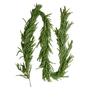 VEVOR Christmas Garland, 9-FT Realistic Norfolk Pine Garland, Evergreen Real Touch Artificial Faux Greenery Garlands, for Holiday Indoor Outdoor Xmas Decoration on Table, Mantel, and Fireplace