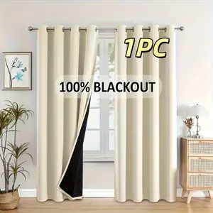 Complete Blackout Curtain for Indoor Use, Pure Color Polyester Lining, Lightweight Material, Top Hole Hanging Design, Modern Minimalist Aesthetic