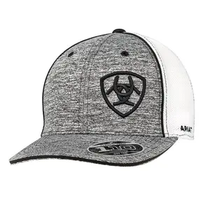 Ariat Unisex Grey Heather Offset Logo Flexfit Mesh Back Snapback Patch Cap Hats