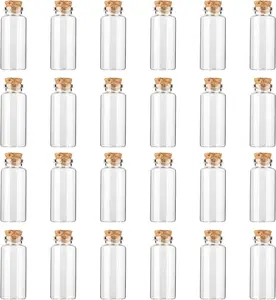 10 ml 0.86"x1.96" Glass Bottles with Cork Stopper，Mini Glass bottle with cork，Small DIY Decoration jars Storage Container for Halloween Decorations,Wedding Party Favors（24pack）