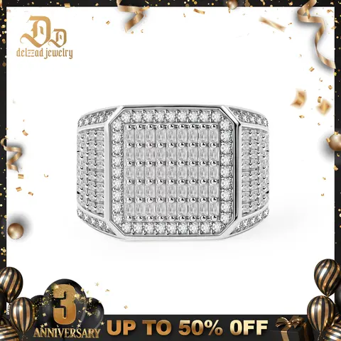 Delzzad 14K Gold-Plated 1.8ct Empire Glace Ring VVS Synthetic Moissanite Ring Jewelry Unisex Hip Hop Ring Prism Palace Band Ring Signet Ring Perfect Birthday Engagement Wedding Anniversary Christmas Valentine's Day Gift