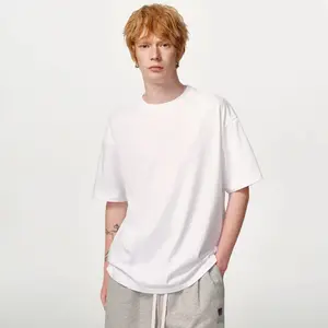 Menswear Plain Round Neck T-Shirt - 7.5oz Max Heavyweight Oversized Short Sleeve Top, Loose Casual Fit, Trendy Streetwear for Daily Wear