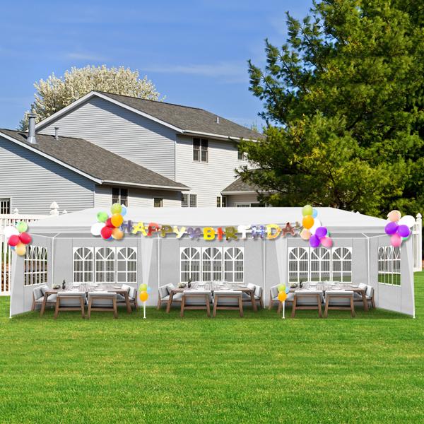 [Bellemave]10X20ft/10X30ft white 4enclosed/5 enclosed pergola with 4/5 windows made of PE cloth