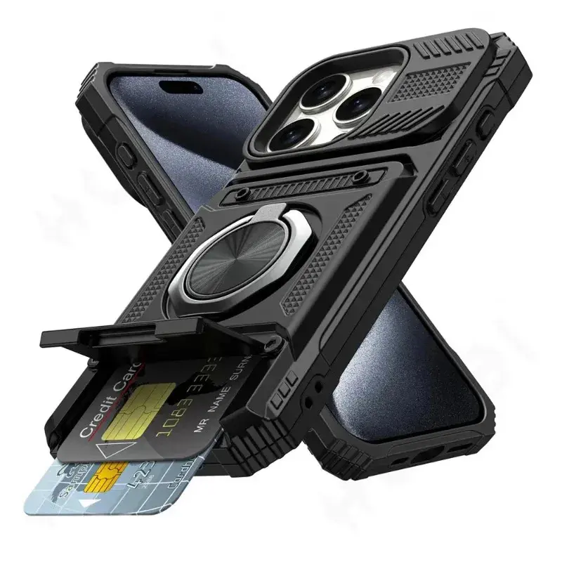 Case For iPhone 16 15 14 13 12 11 Pro Max XS XR 8 7 Plus Magnetic Rotated Ring Kickstand Heavy Duty Drop Protection Wallet Cover Smartphone Cash Metal Wireless-LMRJ,Vintage,Skull,Protective