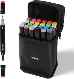 24 Colors Drawing Markers, Dual Tip Art Markers, Coloring Marker For Adult Sketching And Coloring