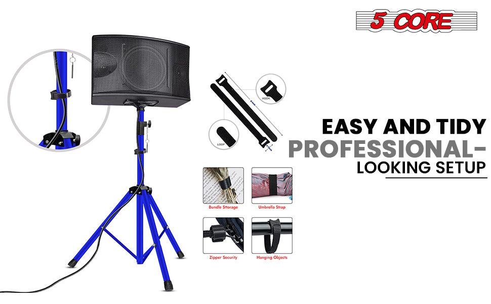 5 Core Speaker Stand Tripod Pair Heavy Duty Adjustable 54" Universal Mount for PA DJ Studio w Bag