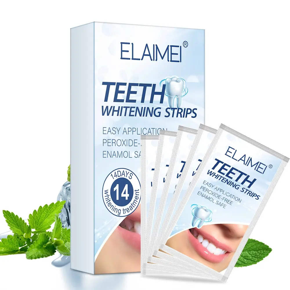 Elaimei Mint Gel Dental Care Strips, 14/28pcs, Natural Plant Ingredients, Gentle Teeth Whitening, Improves Stains, No Alcohol or Aerosol
