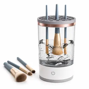 Electric Makeup Brush Cleaner Machine – 7000 RPM Deep Clean & Dry, USB Rechargeable Automatic Brush Washer, Hands-Free Cosmetic Brush Cleaning Cup for All Brush Sizes (White)