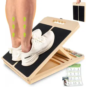 Slant Board for Calf Stretching, Adjustable Portable Wooden Incline Board for Calf Stretcher with Poster, 300 Lbs Weight Capacity Calf Stretch Wedge for Leg, Knees, Heel, Ankle & Stretching