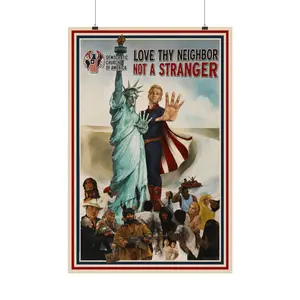 [No Frame] Love Thy Neighbor Not A Stranger Poster, Homelander Wall Art, Movie Home Decoration, TB Merchandise, Gift For Movie Lover