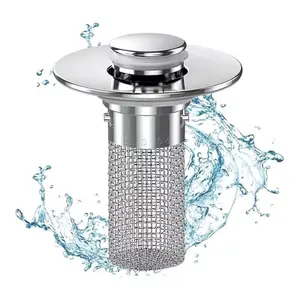 Durable Stainless Steel Bathroom Drain Stopper, 2-Pack Anti-Odor Bouncing Core Pop-Up Plug for Bathtubs and Showers