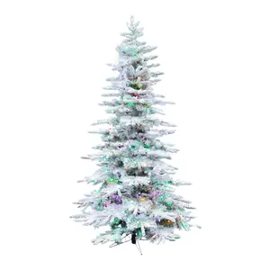 Fraser Hill Farm 6.5 Ft Flocked Mountain Pine Christmas Tree