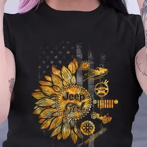 Jeep Girl Sunflower T-Shirt Casual Cotton Jeep Lover Tee TikTok Shop Deals Summer Outfits Graphic Tees