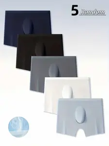 5-pack men's flat underwear, made of soft and breathable high-quality fabric, with an open pocket design and high-performance elastic ice silk for breathability
