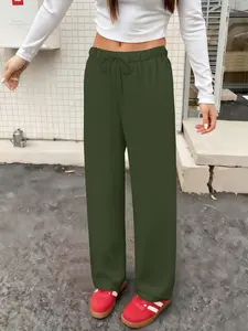Women's Straight Leg Long Pants, Fashion Casual Sportswear, Suitable for All Seasons, 1 Piece Pack, Comfortable and Stylish
