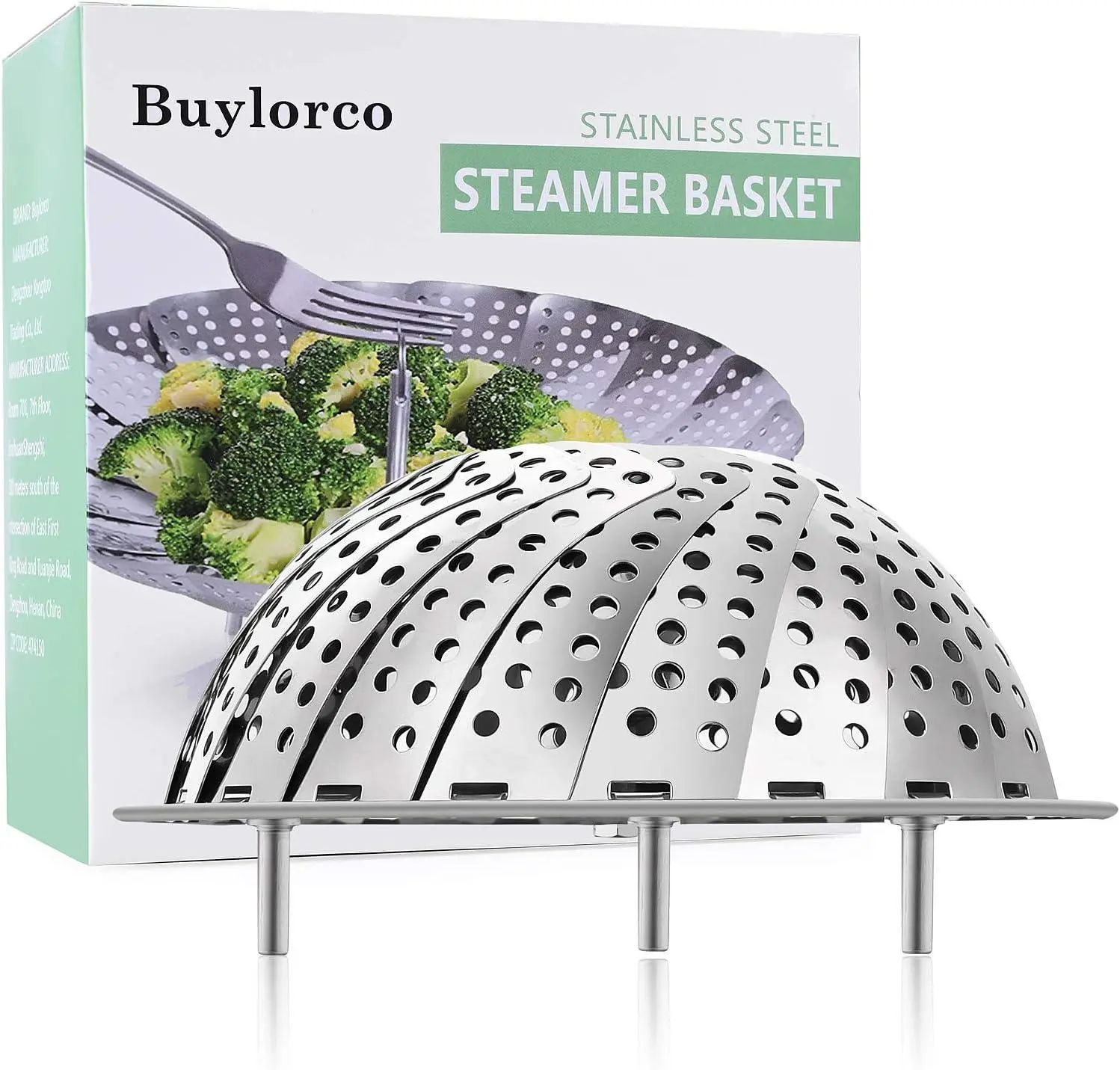 Stainless Steel Folding Vegetable Steamer Insert (Fits Pots 6" to 10") Buylorco