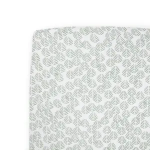 Cotton Muslin Crib Sheet - Leaf Motif