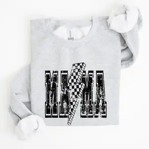 Mama,LightningBolt,Mother'sDay,MotherhoodSweatshirt,Women'sCrewNeck,Crewneck
