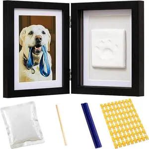 Pet paw Print Souvenir Kit, 7-inch picture frame and clay mold,  DIY pet growth and memory display, Valentine's Day gift
