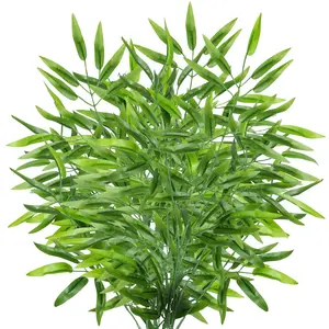Bamboo Tree Branches 23” Long Stems Faux Greenery Artificial Plants Bulk Green Silk Leaves DIY Privacy Decoration Balcony Garden Outdoor Indoor Home Decor, 6pcs