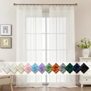 Ivory Sheer Curtains 96 Inches Long, Privacy Semi Sheer Curtains for Living Room Bedroom, Light Filtering Rod Pocket Voile Window Drapes 2 Panels Set, Each 42" W x 96" L