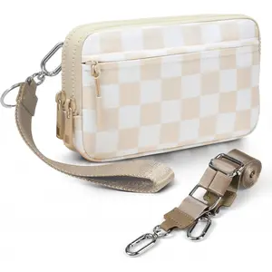 Wristlet Wallets for Women Small Crossbody Bags for Women Nylon Quilted Wallet with 4 Zippers,Credit Card Holder