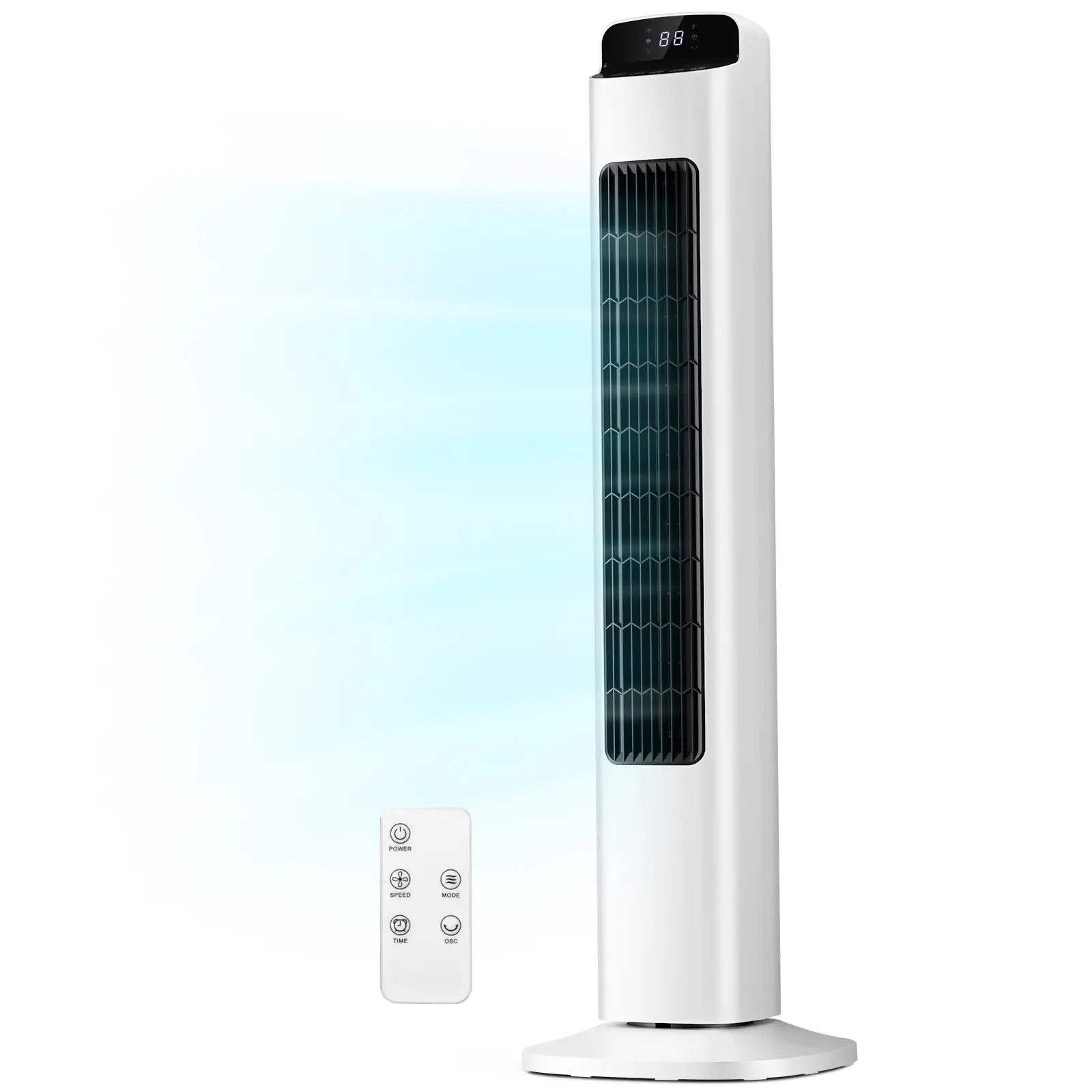 【Not Air Conditioner】Antarctic Star Portable Tower Fan - 80° Oscillating Bladeless Fan with Remote Control, 5 Speed Settings & 3 Modes, Room Temperature Display, Low Noise Design for Bedroom & Living Room #Summervibes summerwins
