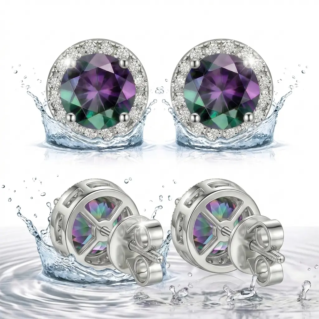 S925 Sterling Silver Stud Earrings with Synthetic Gemstones — Unisex Round Jewelry: Stylish, Versatile, and the Perfect Birthday Gift. 14K Gold-Plated Stud Earrings with Cubic Zirconia — Hypoallergenic Material (Pale Purple).mothers day gift ideas tiktoks