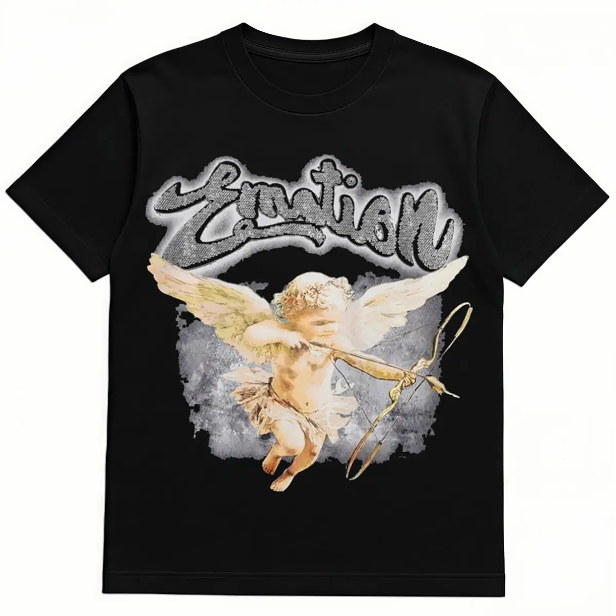 2026 New Heavyweight Baggy Men's Short-Sleeve Cotton T-Shirt - Round Neck, Angel Artwork, Moisture-Wicking, Soft, Casual Streetwear Top (Old Money Y2K Mens Clothing Undershirt), Good Graphic Tees, Graphic Shirts,dad,story,,pure