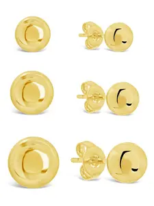 Polished Sphere Stud Earring Set of 3