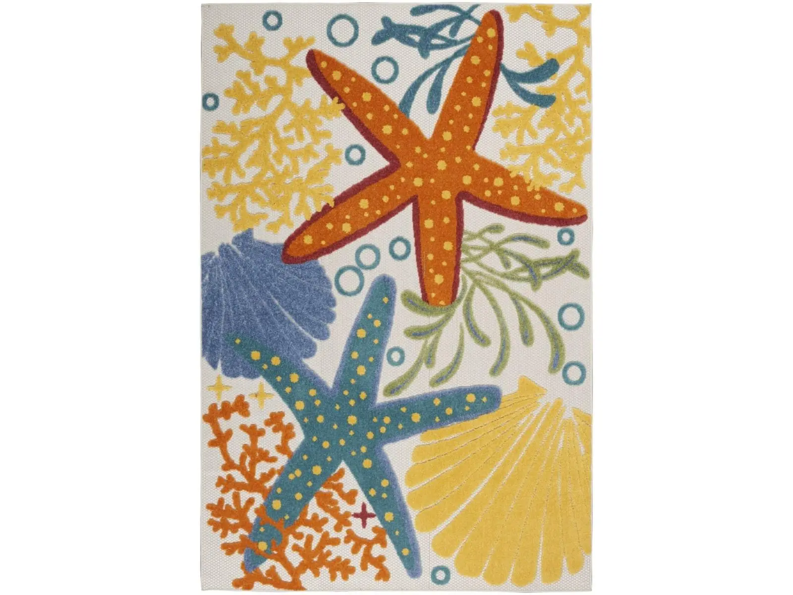 212 MAIN 4x6 ft. Multicolor Contemporary Decorative Rug Mat - Nautical Sea Motifs, Stain Resistant, Indoor/Outdoor Nautical Area Rug, Multicolor Rug