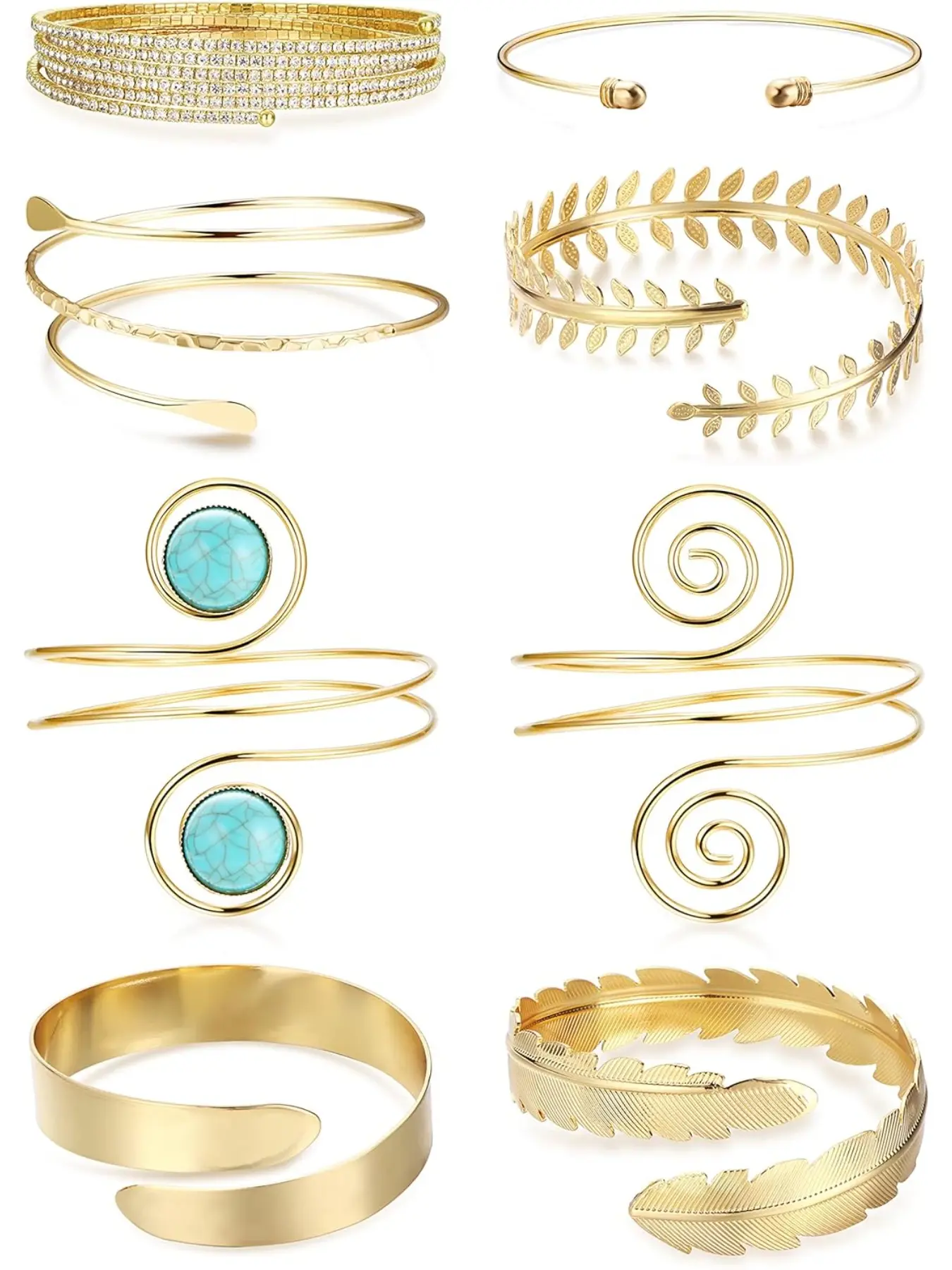 8 Pcs Arm Cuff Upper Arm Band Cuff Bracelets for Women Minimalist Simple Boho Style Jewelry Coil Bangle Gold Silver Adjustable Open Armlet Armband Costume Jewelry Set Modern Fashion Accessories Trendy Jewellery Accessories
