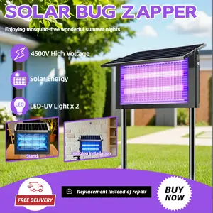 400nm UV Solar Bug Zapper Outdoor killer lamps,IPX54 Waterproof 20000mAh Rechargeable Mosquito Zapper with Smart Light Sensor Outdoor Solar-Powered Fly& Insect Trap for Patio, Yard, Camping, Kitchen, or Garage