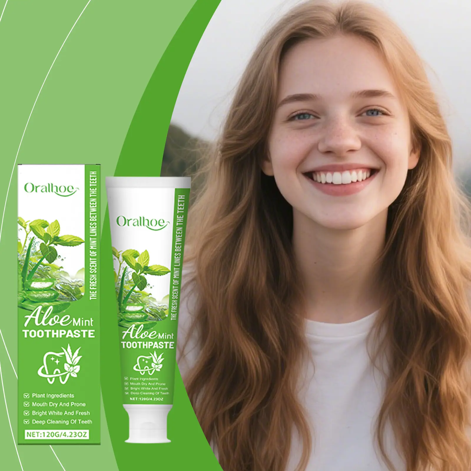 Gentle Oral Care Aloe Mint Toothpaste with Plant Ingredients - Sensitive Teeth Friendly, Deep Cleaning, Brightening Teeth, Fresh Breath, Dry Mouth Relief