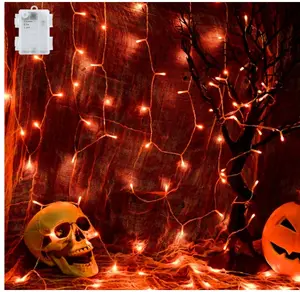 Halloween String Lights Battery Operated with Timer, 9.8ft 30LED Orange Lights for Halloween Outside Waterproof, Halloween Decorations for Party Yard Pathway Indoor Outdoor Box Transparent