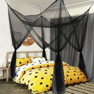 Mesh Bed Canopy, Four Corner Canopy, Bed Frame  Canopy Bed Tents for Girls, Bed Curtain for  Bed,   Size Bed Canopy Decor for Adults Bed,  Bed, Screen Netting Curtains (Black)