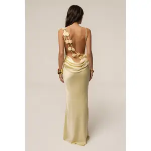 Yellow Down The Aisle Satin Gown