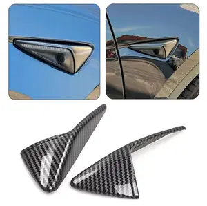 For Tesla Model S 3 X Y Carbon Fiber Side Fender Camera Decor Trim Overlay Cover