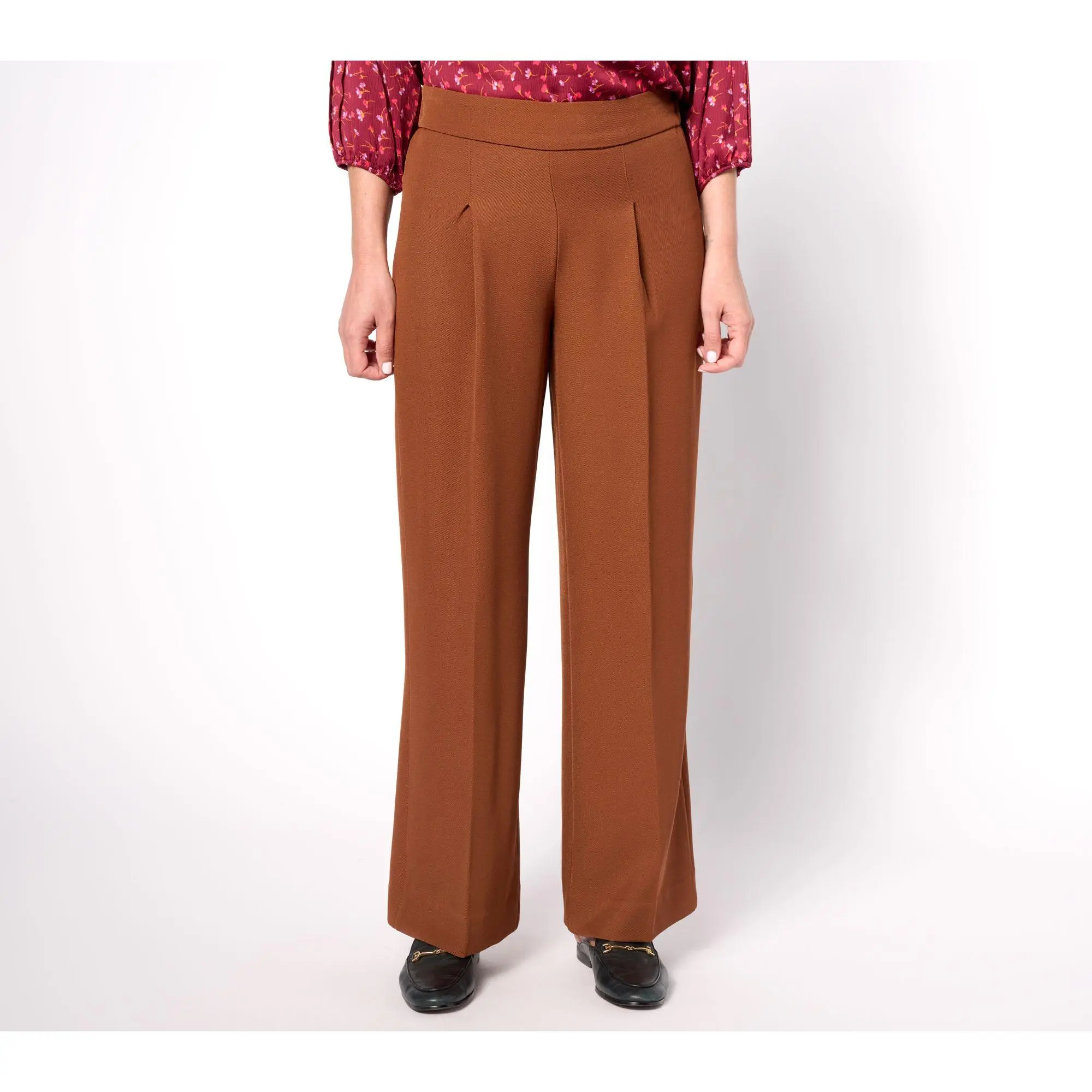 Isaac Mizrahi Live! Petite Timless Twill Wide Leg Pants with Pleat