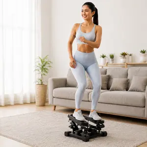 Portable armless mini stepper with adjustable pedals and built-in data recording fitness stepper