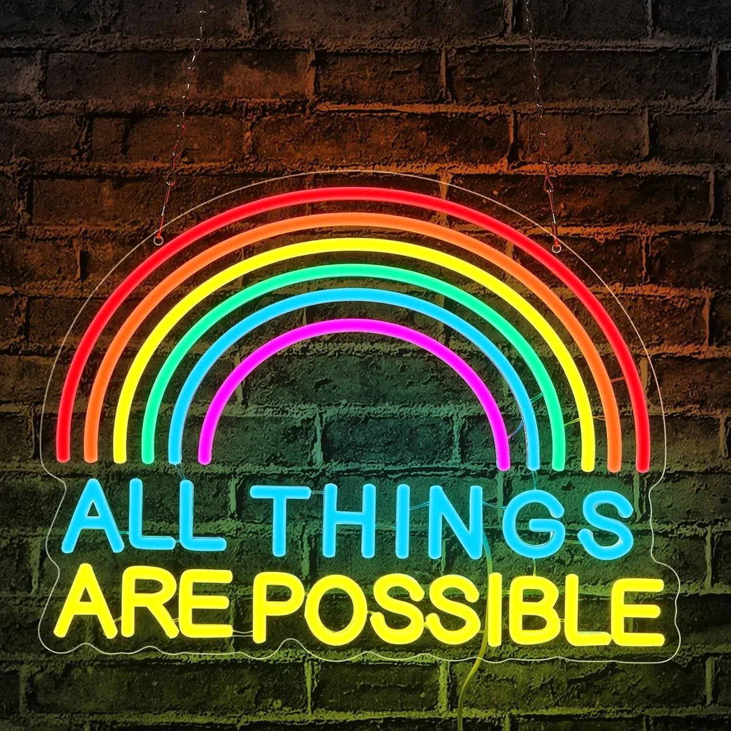 LED Neon Light Sign, Dimmable Neon Sign, Wall-Mounted Rainbow Neon Lamp, USB Nightlight for Bedroom, Bookstore, Library, Classroom, Party, Holiday Gift