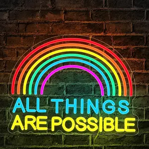 LED Neon Light Sign, Dimmable Neon Sign, Wall-Mounted Rainbow Neon Lamp, USB Nightlight for Bedroom, Bookstore, Library, Classroom, Party, Holiday Gift