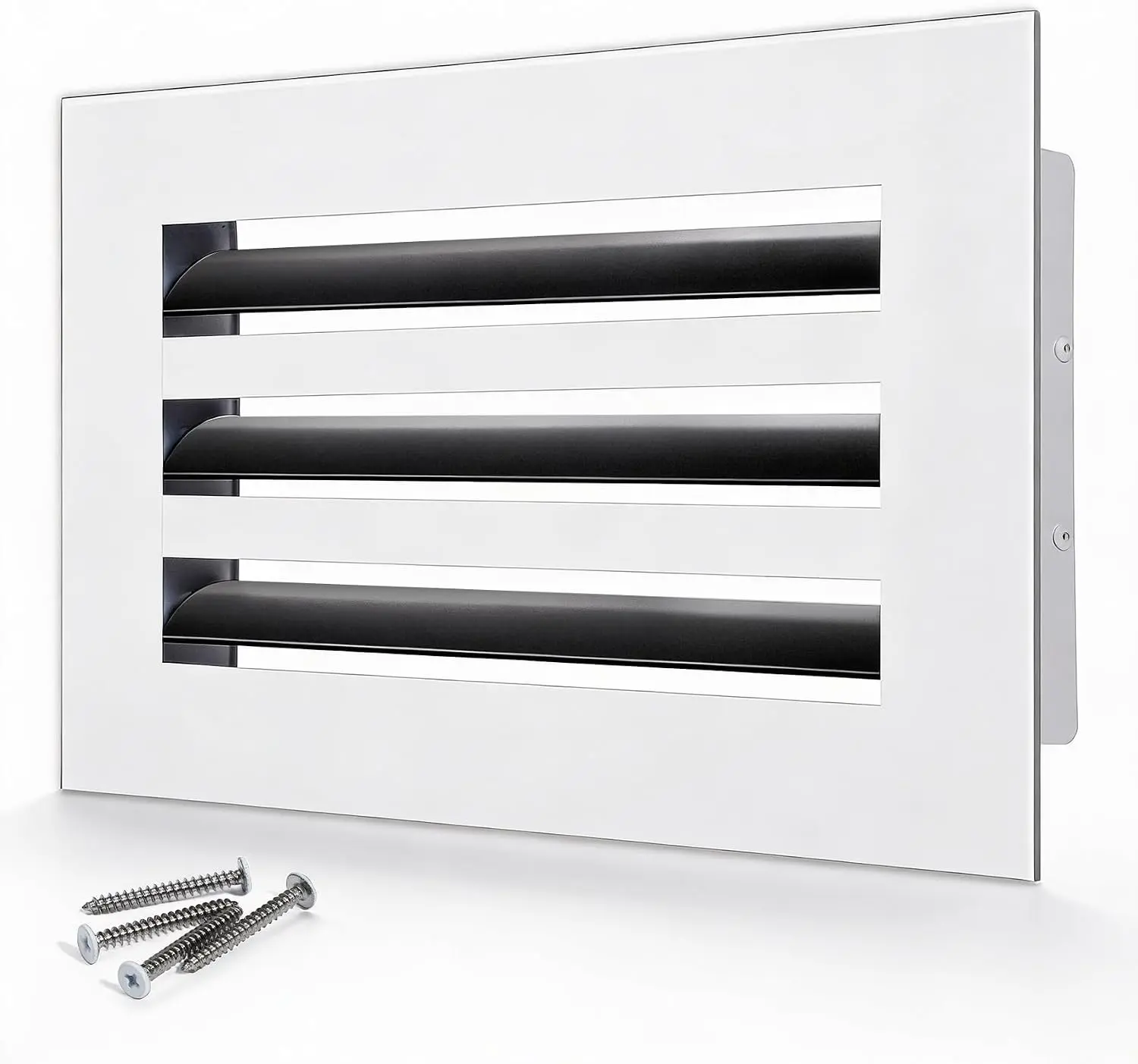 10x6 Modern AC Vent Cover, Decorative Air Vent Register Grille | Linear Slot Diffuser, Adjustable Airflow, Quiet Operation, HVAC Vent Cover for Ceiling, Wall & Floor, White Aluminum Alloy