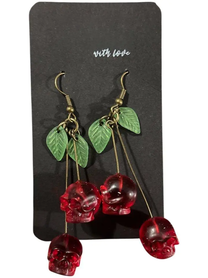 Cherry Skull Dangle Earrings Cherry Skull Dangle Earrings