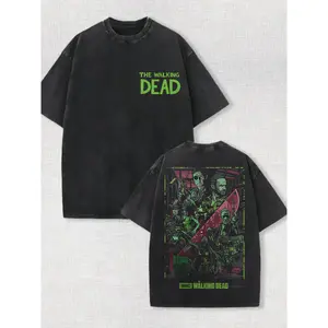 The Walking Dead Vintage Washed Graphic Tee And Tanktop Unisex Oversized Heavyweight Seamless Cotton Classic Movie Game Streetwear Casual Short Sleeve Top Trendy Daily Wear Holiday Gift For Adult Horror Drama Fans