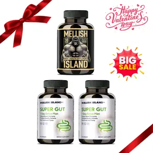 Valentine’s day Limited Edition Mellish lsland Supplements Nitric Oxide Booster and 7day cleanse super gut 3 bottles combination -support healthy blood circulation -nitric oxide Supplement for men