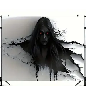 Hair Devil Polyester Party Banner, No Power Required, Aesthetic Wall Tapestry for Living Room Bedroom Office Home Decor